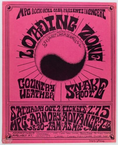 1971 Loading Zone Country Weather Monterey Peninsula College Armory Poster Excellent 79