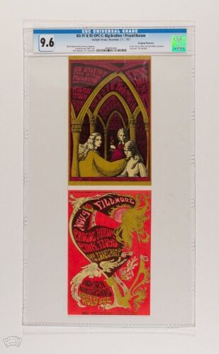 1967 BG-91 & 92 Pink Floyd Big Brother Janis Joplin Fillmore Double Postcard CGC 9.6