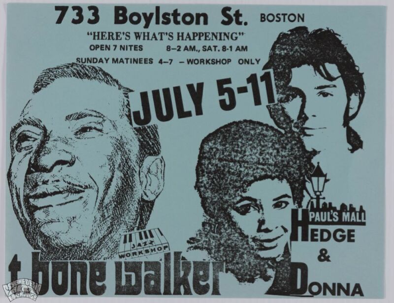 1971 T. Bone Walker Paul's Mall Jazz Workshop Boston Flyer Near Mint 89