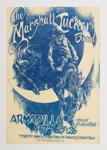 1974 Marshall Tucker Band Armadillo World Headquarters Austin Poster Mint 93