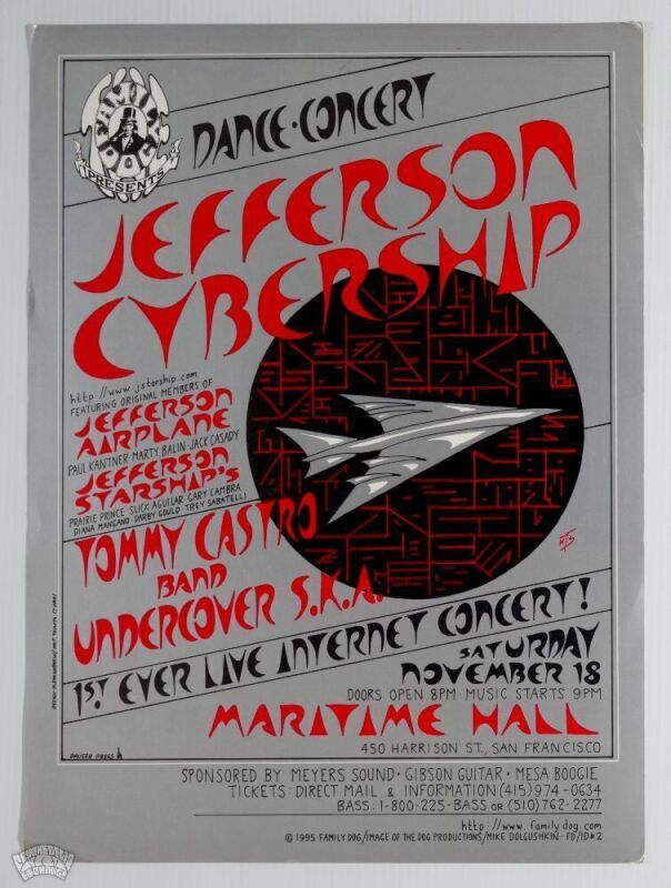 1995 Jefferson Starship Maritime Hall Internet Concert Poster Near Mint 83