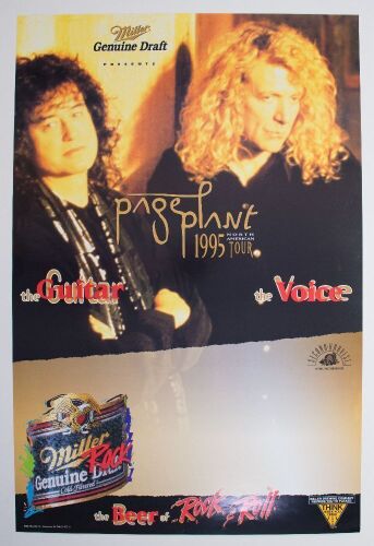 1995 Jimmy Page Robert Plant North American Tour Blank Poster Mint 91