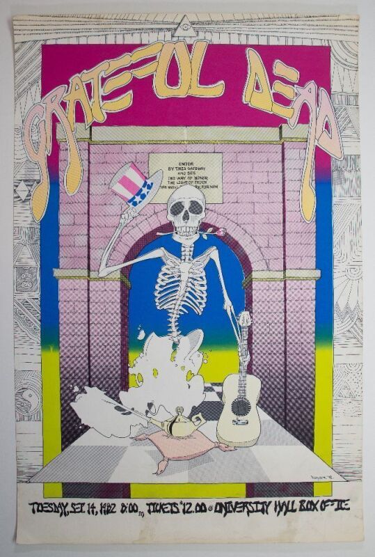 1982 Grateful Dead University of Virginia Charlottesville Silkscreen Poster Extra Fine 65
