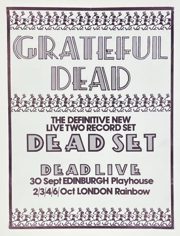 1981 Grateful Dead Playhouse Theater Edinburgh Scotland Dead Set Release Promo Poster Excellent 71
