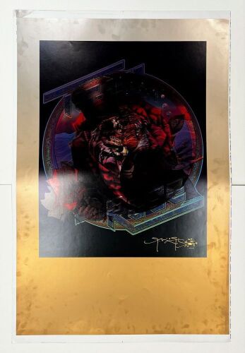 1995 Mouse Studios Grateful Dead Sat Night & Robert Hunter Tiger Rose Gold Edition Uncut Proof Signed Mouse Poster With Signed COA Near Mint 85
