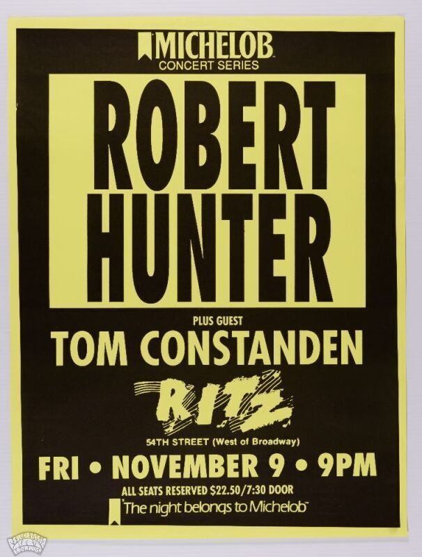 1990 Robert Hunter Tom Constanden The Ritz New York Poster Mint 93