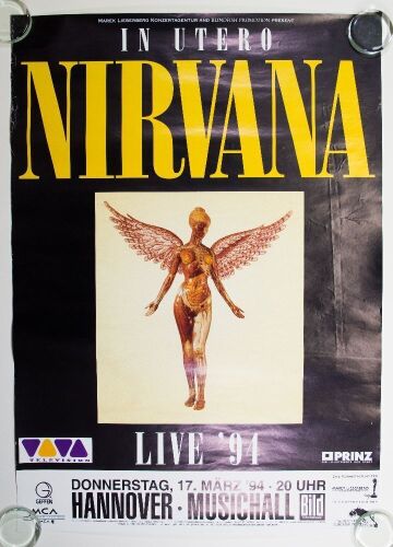 1994 Nirvana Musichall Hannover Germany Poster Near Mint 81