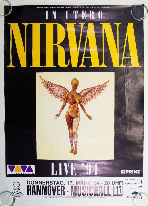 1994 Nirvana Musichall Hannover Germany Poster Near Mint 81