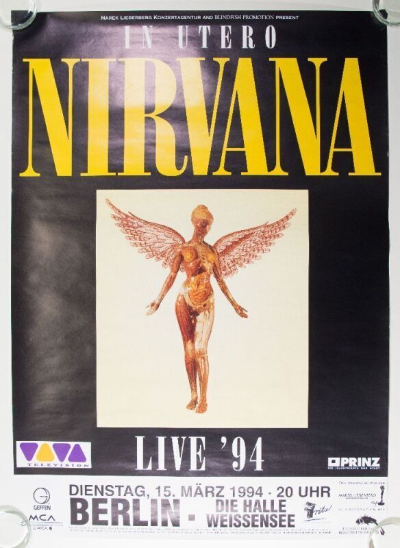 1994 Nirvana Die Halle Weissensee Berlin Germany Poster Near Mint 81