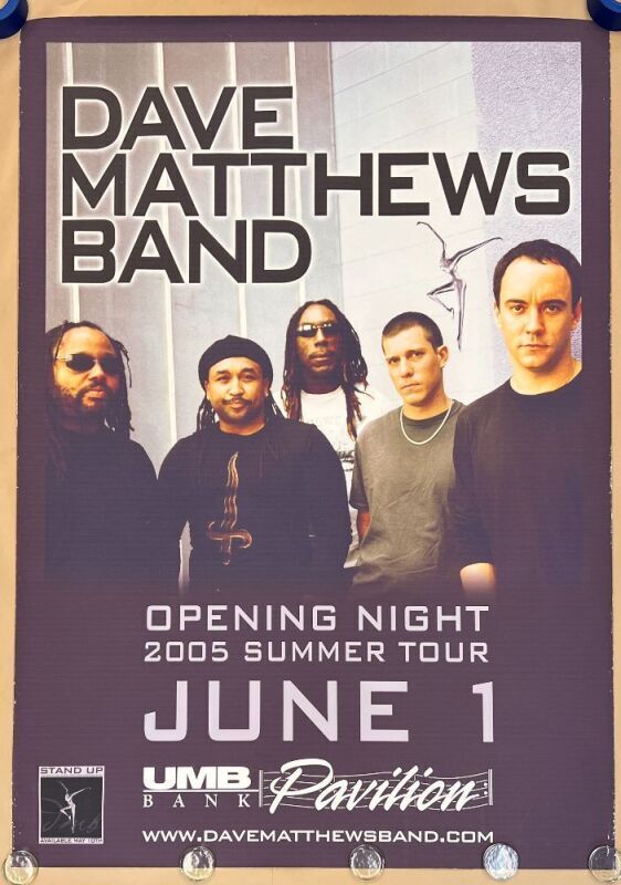 2005 Dave Matthews Band UMB Bank Pavilion Oversized Box Office Poster Not Graded