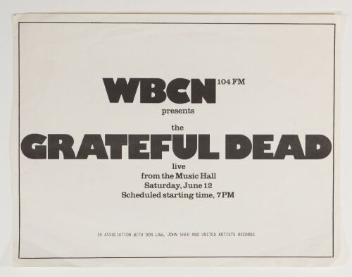 1976 Grateful Dead Boston Music Hall Flyer Excellent 79