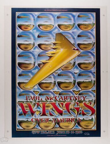 1976 Paul McCartney Wings Cow Palace Full Color Proof Signed 3x Mouse Kelley Tuten Poster Near Mint 87