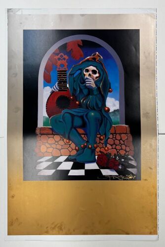 1995 Mouse Studios Grateful Dead Jester Gold Edition Uncut Proof Signed Mouse Poster Near Mint 89