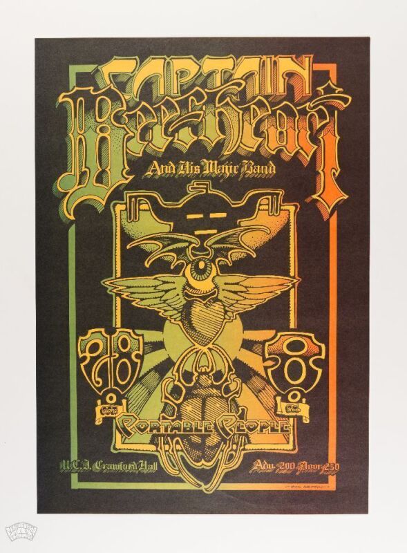 1972 AOR-4.125 Rick Griffin Captain Beefheart Crawford Hall Yellow Paper Variant Poster Near Mint 89