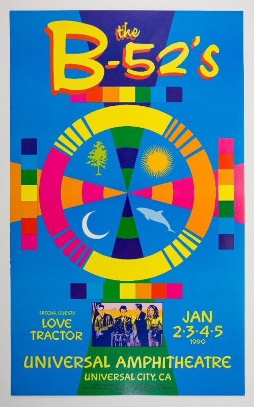 1990 PCL-24 The B-52's Love Tractor Universal Amphitheatre Poster Excellent 77