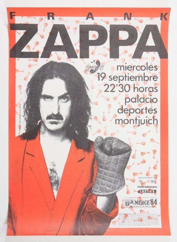 1984 Frank Zappa Palacio Deportes Montjuich Barcelona Spain Poster Near Mint 85