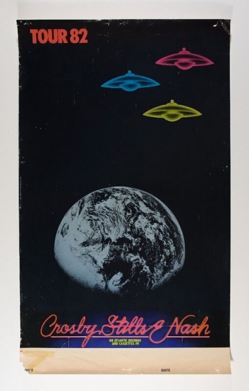 1982 Crosby Still & Nash Atlantic Records Tour Blank Poster Fine 57