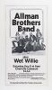 1971 Allman Brothers Band Wet Willie Charlotte Coliseum Cardboard Poster Excellent 79