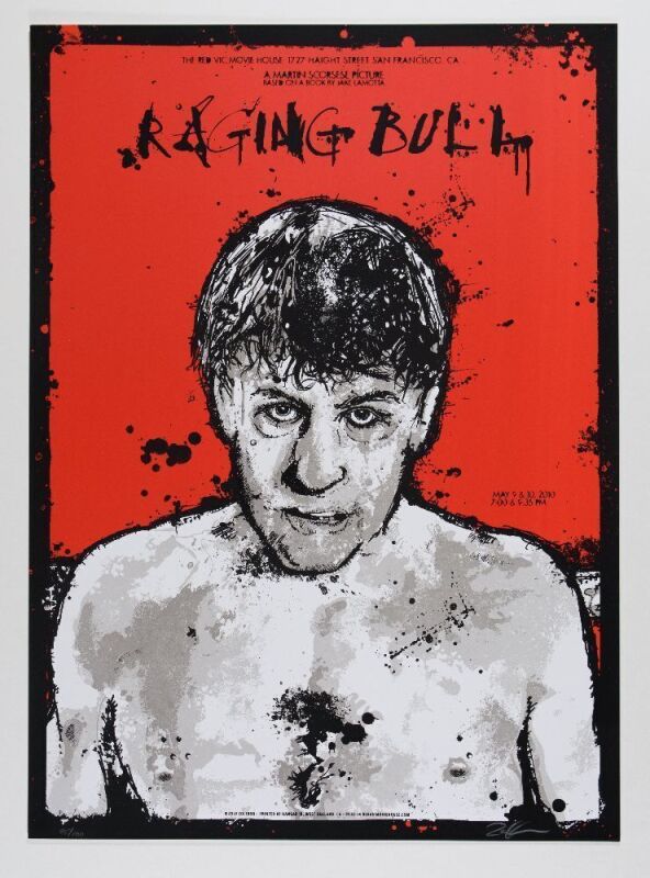 2010 Raging Bull Red Vic Movie House LE Signed Zoltron Poster Mint 91