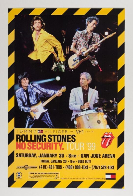 1999 Rolling Stones No Security Tour First Union Center Concert Poster Near Mint 89