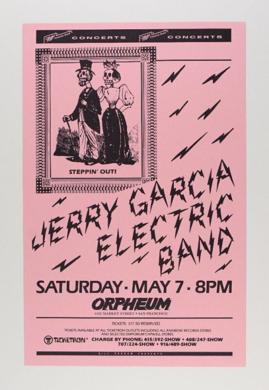 1988 Jerry Garcia Electric Band Orpheum Poster Mint 91