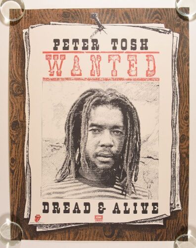1981 Peter Tosh Wanted Dread & Alive EMI Rolling Stones Records Promotional Poster Mint 91