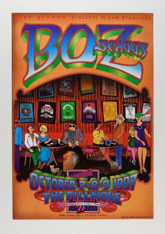 1997 Boz Scaggs at The Fillmore West Poster Near Mint 89