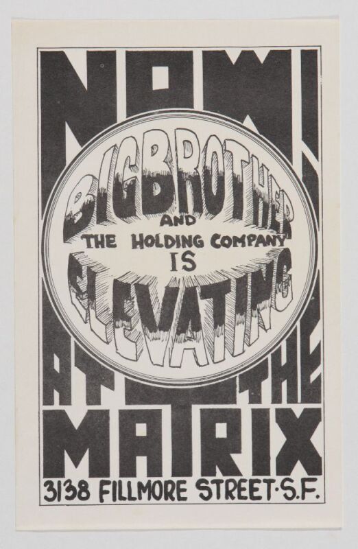 1966 Big Brother & The Holding Company The Matrix Handbill Excellent 75