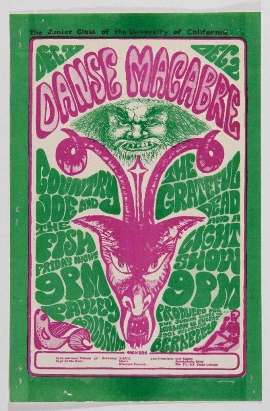 1966 Grateful Dead Country Joe Pauley Ballroom Berkeley Handbill Excellent 73