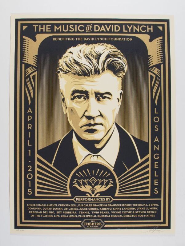 2015 Shepard Fairey Flaming Lips Donovan The Music of David Lynch Los Angeles LE Signed Fairey Poster Mint 95