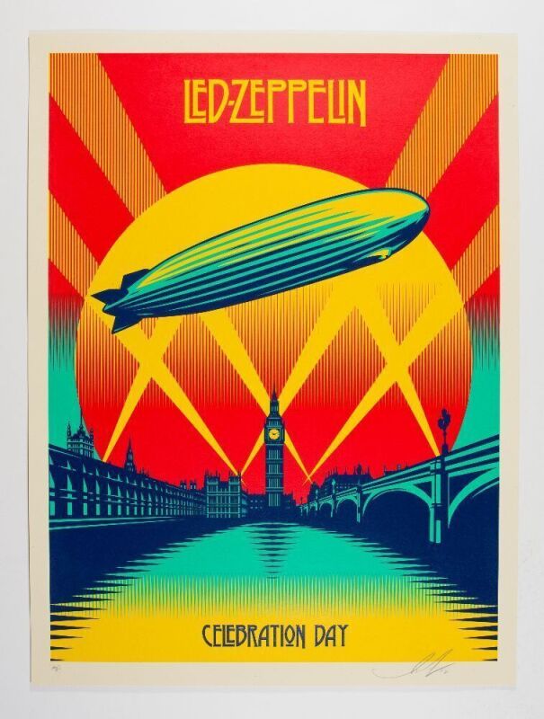 2012 Shepard Fairey Led Zeppelin Celebration Day Artist's Proof Signed Fairey Poster Mint 95