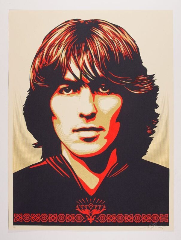 2014 Shepard Fairey George Harrison Tribute Red Edition Artist's Proof Signed Fairey Poster Mint 95