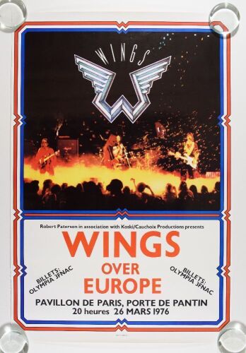 1976 Paul McCartney Wings Over Europe Pavillon de Paris France Poster Excellent 71
