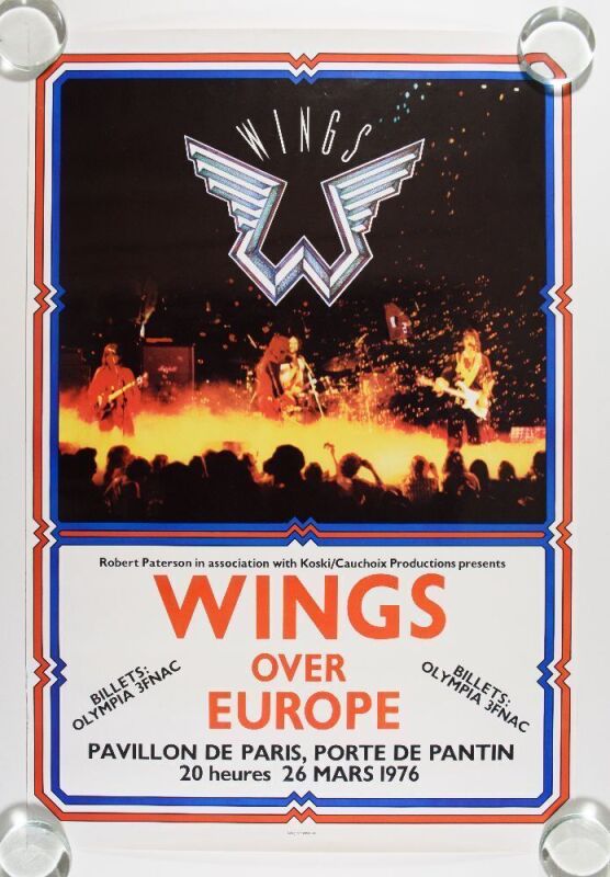 1976 Paul McCartney Wings Over Europe Pavillon de Paris France Poster Excellent 71