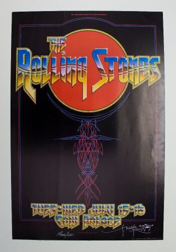 1975 AOR-4.41 Rolling Stones Cow Palace Double Signed Tuten & Mouse Poster Excellent 71