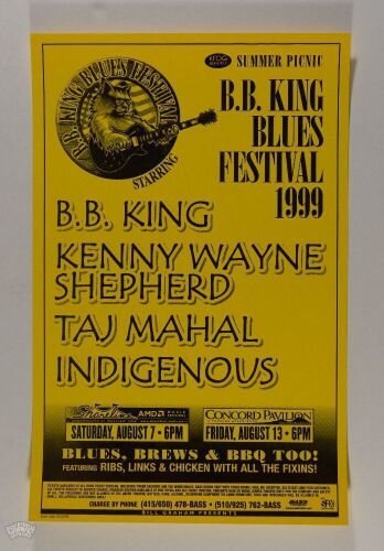 1999 B.B. King Blues Festival Poster Mint 95