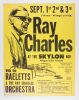 1972 Ray Charles & The Raeletts The Skylon Niagara Falls Cardboard Poster Fine 55