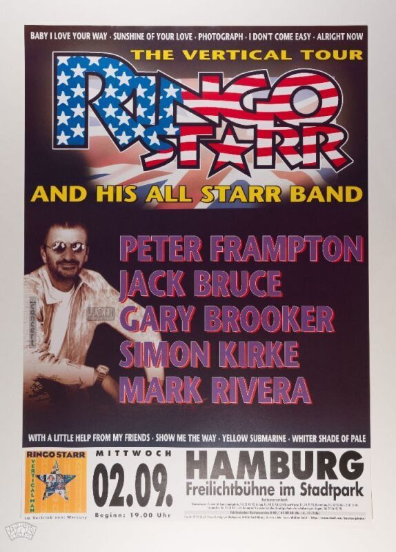 1998 Ringo Starr and his All Star Band Vertical Tour Poster Near Mint 89
