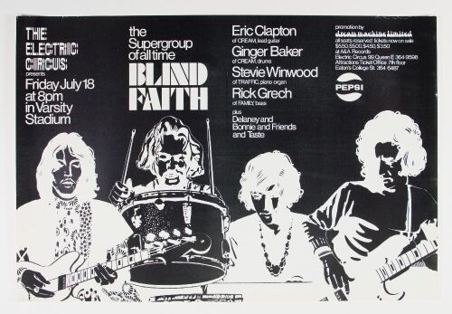 1969 Blind Faith Delaney Bonnie & Friends Varsity Stadium Toronto Poster Near Mint 83