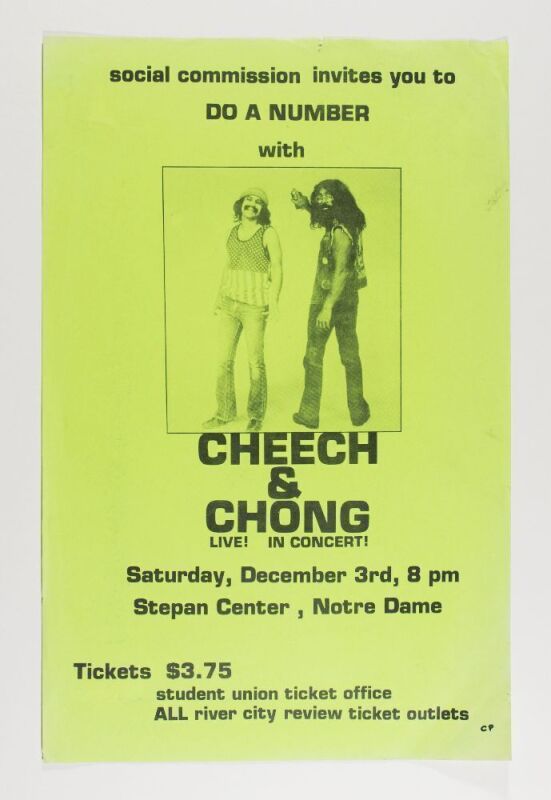 1972 Cheech & Chong The Stepan Center University of Notre Dame Poster Extra Fine 69