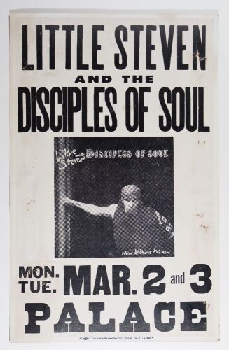 1983 Little Steven & The Disciples of Soul The Palace Los Angeles Cardboard Poster Fine 59