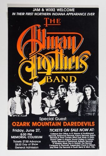 1980 Allman Brothers Band Memorial Coliseum Fort Wayne Poster Extra Fine 65