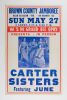 1956 The Carter Sisters Brown County Jamboree Bean Blossom Indiana Cardboard Hatch Poster Excellent 71