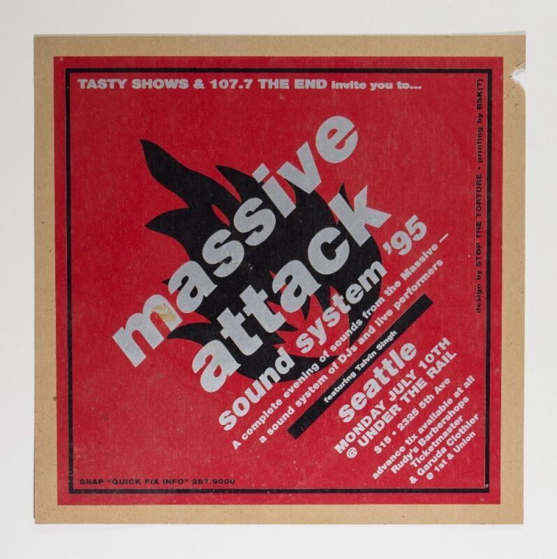 1995 Massive Attack Sound System Under The Rail Seattle Cardboard Poster Fine 59