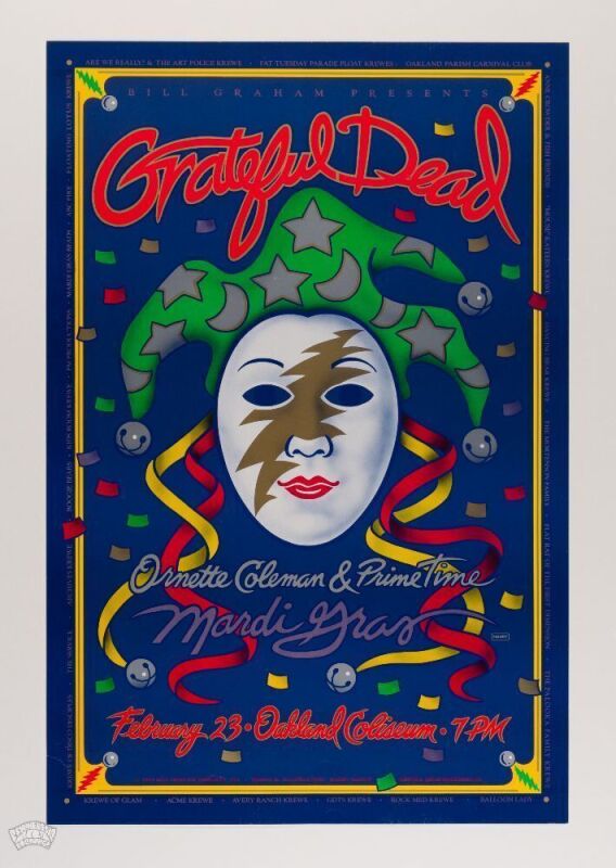 1993 BPG-72 Grateful Dead Mardi Gras Oakland Poster Mint 91