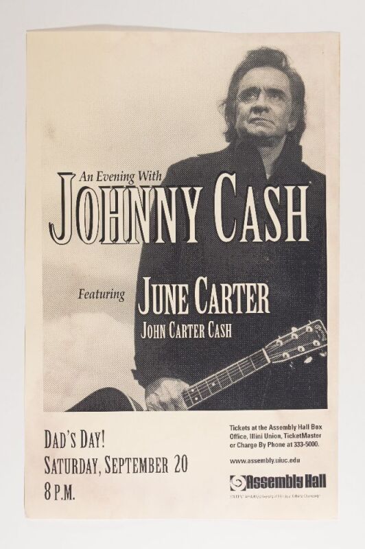 1997 Johnny Cash June Carter Assembly Hall University of Illinois Poster Extra Fine 63