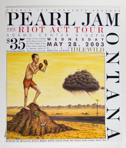 2003 Pearl Jam The Adams Center Missoula University of Montana Poster Near Mint 87