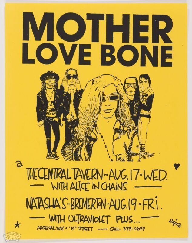 1988 Mother Love Bone Pearl Jam The Central Tavern Seattle Flyer Mint 93