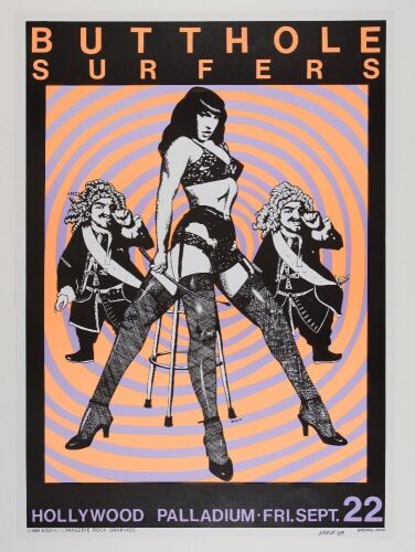 1989 Frank Kozik Butthole Surfers Hollywood Palladium Signed Kozik Poster Near Mint 89