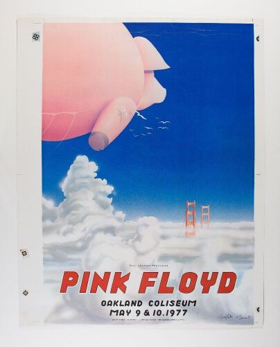 1977 AOR-4.47 Pink Floyd Oakland Uncut Proof Signed Tuten & Bostedt Poster Excellent 73